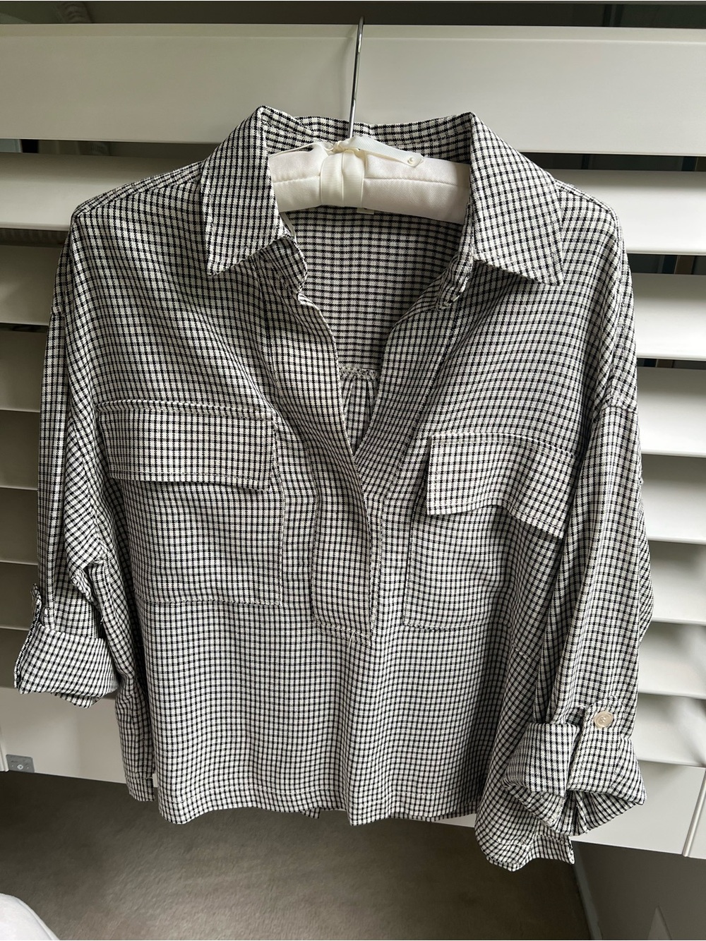 Max Studio Black and White Gingham Shirt